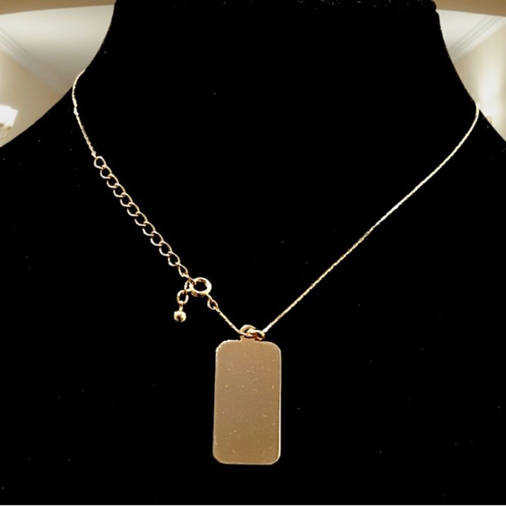 CHRISTIAN DIOR VINTAGE TWO TONE DOG TAG PENDANT NECKLACE - Picture 3 of 4
